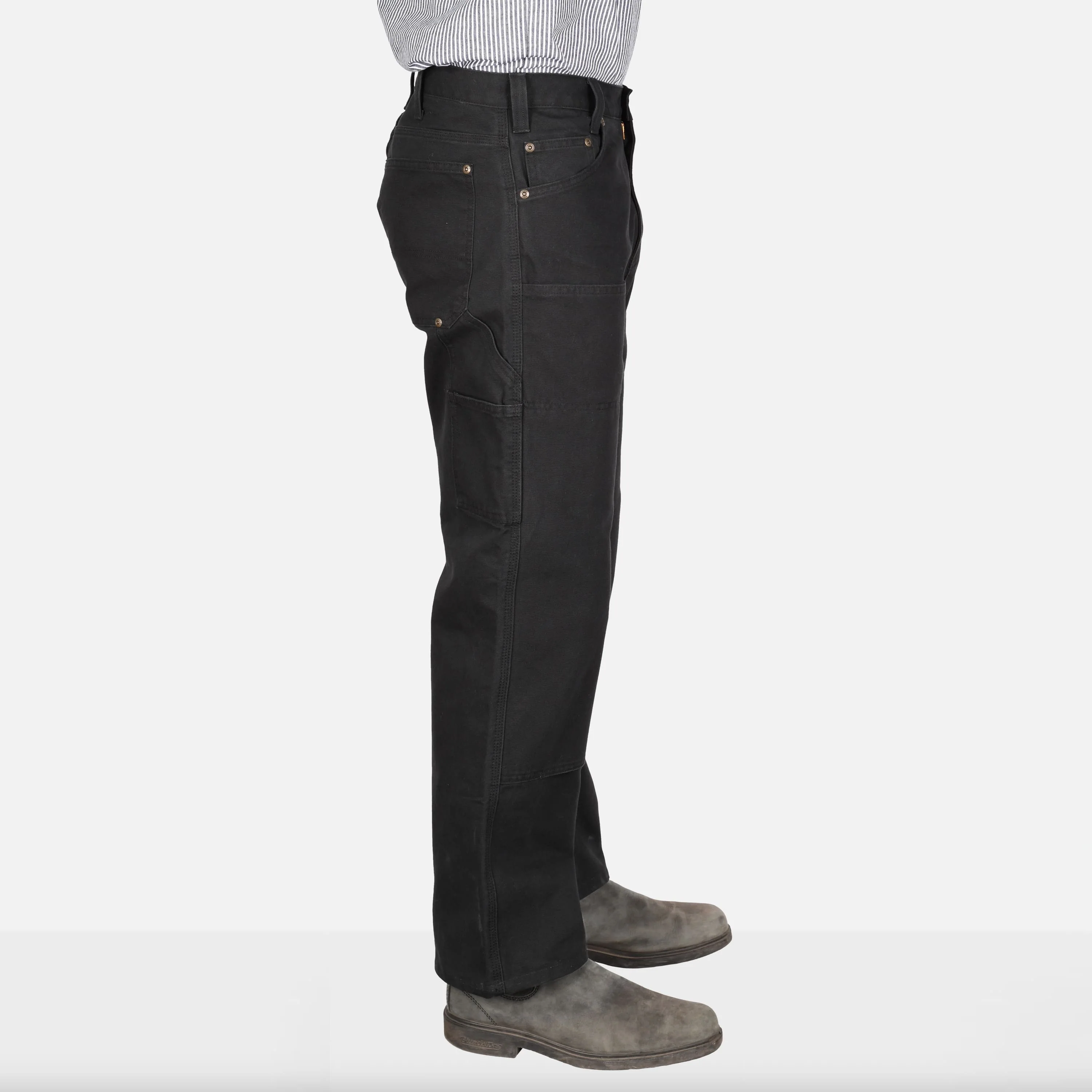 Canvas Double Knee Carpenter Pants - Black - Image 4