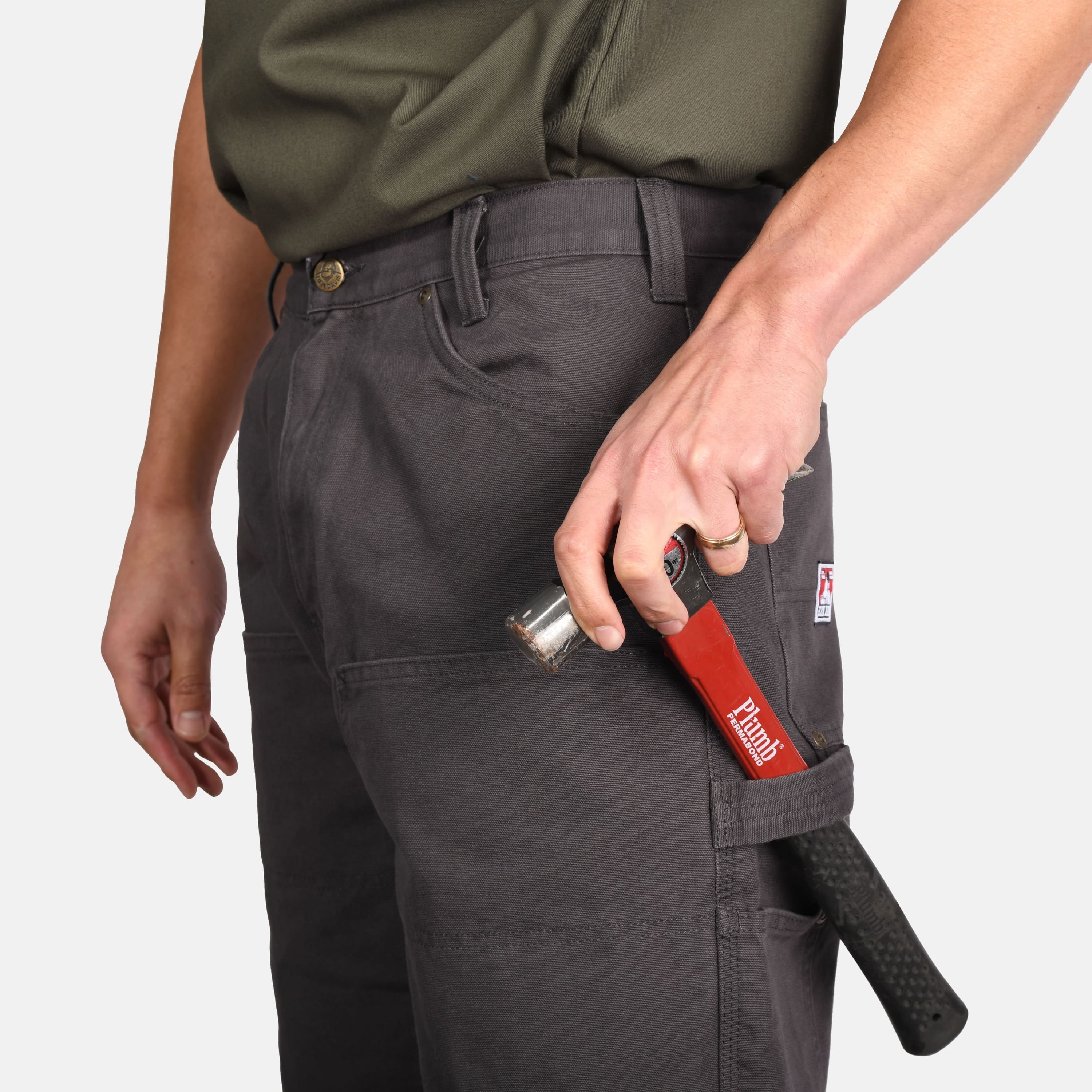 Canvas Double Knee Carpenter Pants - Black - Image 5
