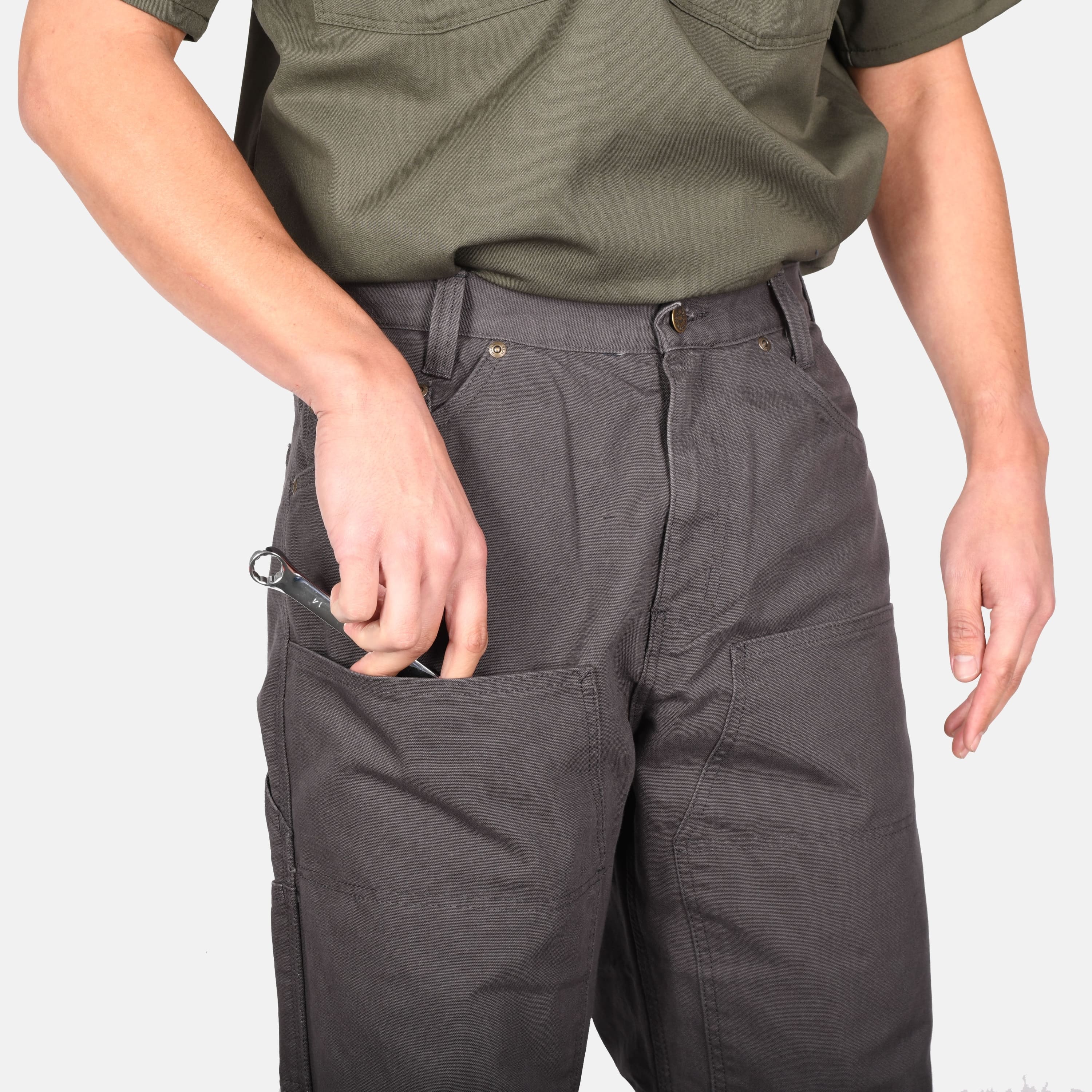 Canvas Double Knee Carpenter Pants - Black - Image 6